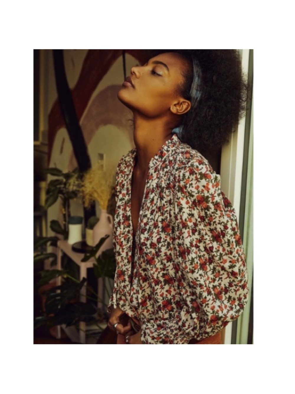 Free People Floral Puff-Sleeve Blouse medium - Picture 4 of 11